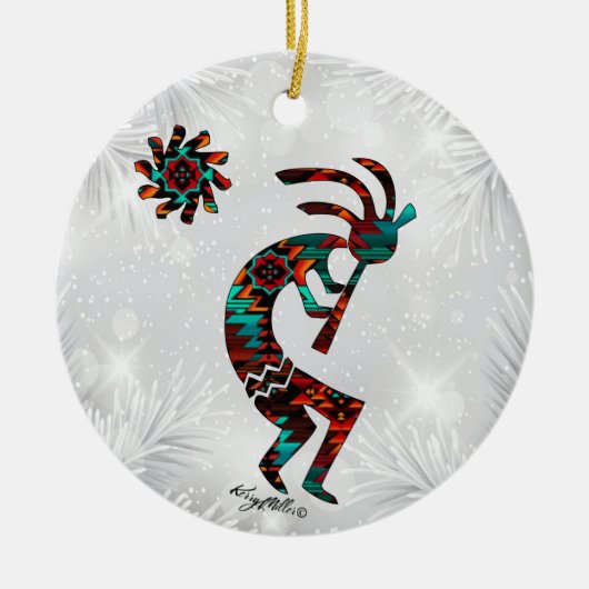 KOKOPELLI SPIELT DIE FLUTE KERAMIK ORNAMENT (Vorne)