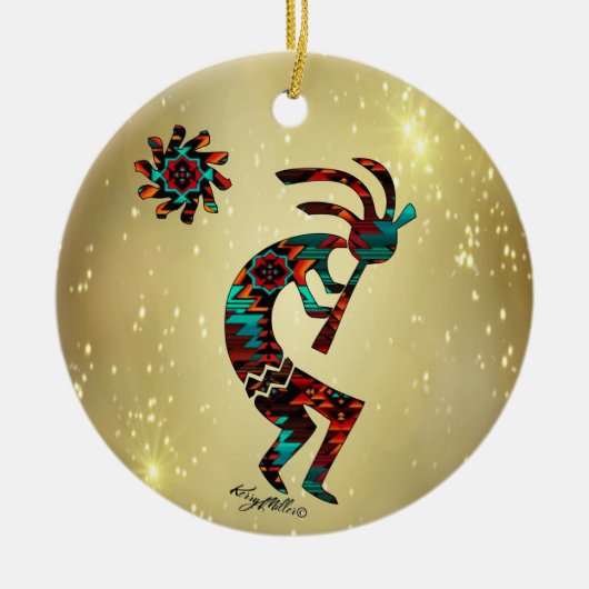 KOKOPELLI SPIELT DIE FLUTE KERAMIK ORNAMENT (Vorne)