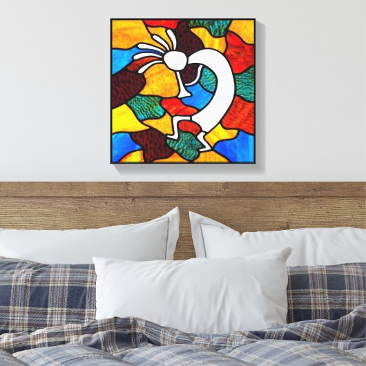 Kokopelli Stached Glass Canvas Print Leinwanddruck (Insitu (Schlafzimmer))