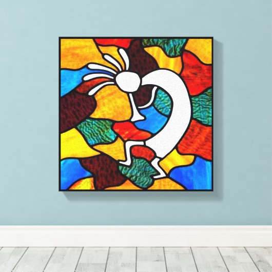 Kokopelli Stached Glass Canvas Print Leinwanddruck (Insitu (Holzboden))