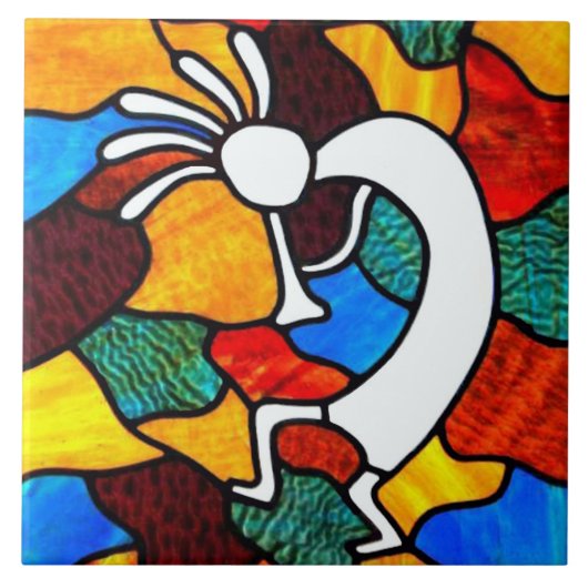 Kokopelli Stains Glas Tile Fliese (Vorderseite)