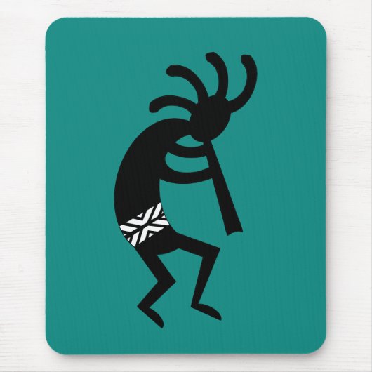 Kokopelli Südwest Aquamarin Design Mousepad (Vorne)