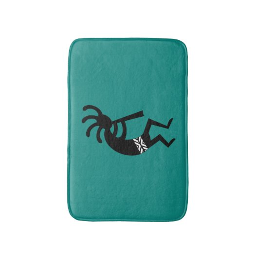 Kokopelli Südwest Aquamarin und schwarz Badematte (Vorderseite Vertikal)