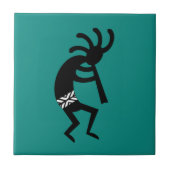 Kokopelli Südwest Aquamarin und schwarz Fliese (Vorderseite)