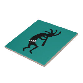 Kokopelli Südwest Aquamarin und schwarz Fliese