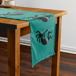 Kokopelli Südwest Aquamarin und schwarz Kurzer Tischläufer