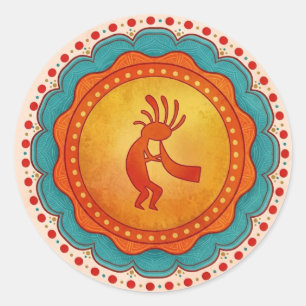 Kokopelli Südwest inspiriert Runder Aufkleber