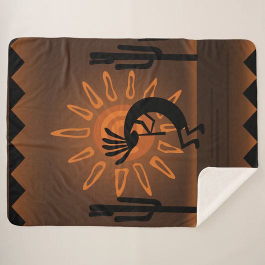 Kokopelli Südwest Rustic Brown Sherpa Sherpadecke (Vorderseite (Horizontal))