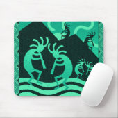 Kokopelli Südwest Tribal Türkis und Schwarz Mousepad (Mit Mouse)