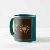 Kokopelli Südwest Türkis Brown Coffee Mugs Tasse (Vorderseite Links)