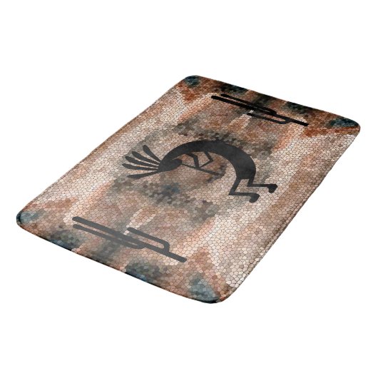 Kokopelli Südwest Wüste Mosaik Badematte (Schrägansicht)