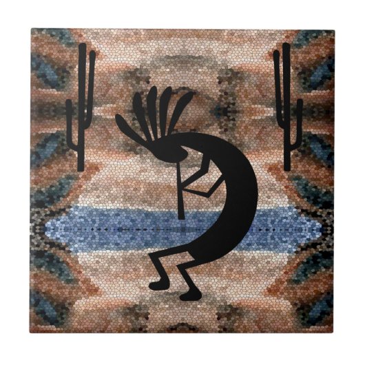 Kokopelli Südwest Wüste Mosaik Fliese (Vorderseite)