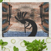 Kokopelli Südwest Wüste Mosaik Geschirrtuch (Gefaltet)