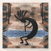 Kokopelli Südwest Wüste Mosaik Glasuntersetzer (Vorderseite)