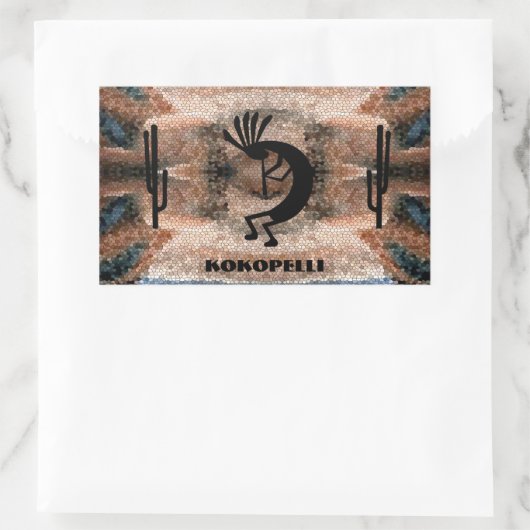 Kokopelli Südwest Wüste Mosaik Rechteckiger Aufkleber (Tasche)