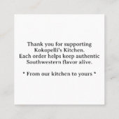 Kokopelli Südwestliches individuelles Dankeschön-E Quadratische Visitenkarte (Rückseite)