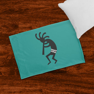 Kokopelli südwestwärts aquamariner und schwarzer kissenbezug