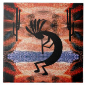 Kokopelli Südwestwüste Landschaft Fliese (Vorderseite)
