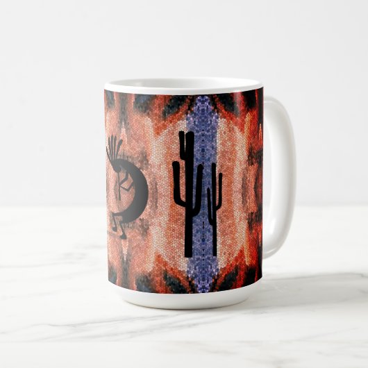 Kokopelli Südwestwüste Landschaft Kaffeetasse (VorderseiteRechts)