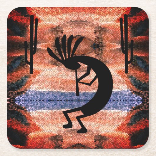 Kokopelli Südwestwüste Landschaft Rechteckiger Pappuntersetzer (Vorderseite)