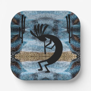 Kokopelli Südwestwüste Mosaic Blue 7" Pappteller