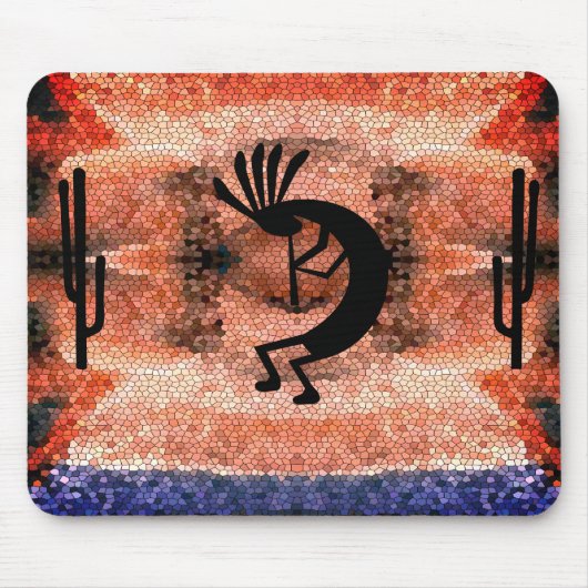 Kokopelli Südwestwüste Mosaic Sunset Mousepad (Vorne)