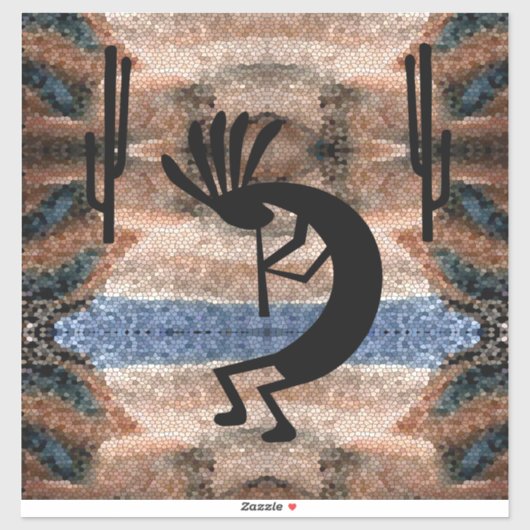 Kokopelli Südwestwüste Mosaik 14" Aufkleber (Blatt)