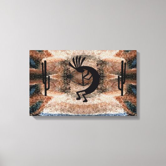 Kokopelli Südwestwüste Mosaik 19,5 x 12 Leinwanddruck (Vorderseite)