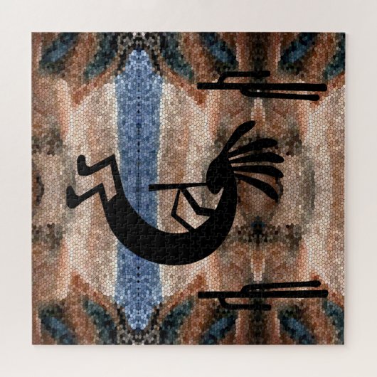 Kokopelli Südwestwüste Mosaik 20" x 20" Puzzle (Horizontal)