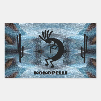 Kokopelli Südwestwüste Mosaik 2 Rechteckiger Aufkleber