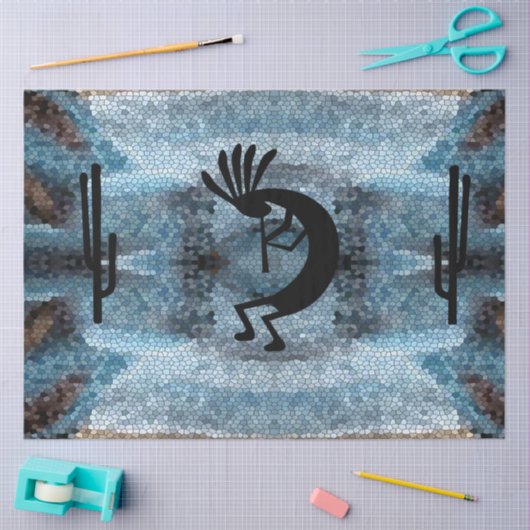 Kokopelli Südwestwüste Mosaik Aquamarine Decoupage Seidenpapier (Basteln)