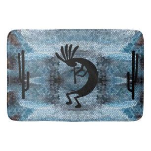 Kokopelli Südwestwüste Mosaik Blau Badematte