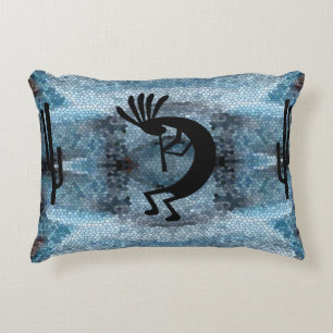 Kokopelli Südwestwüste Mosaik Blau Dekokissen