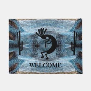 Kokopelli Südwestwüste Mosaik Blau Fußmatte