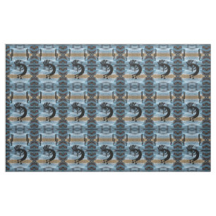 Kokopelli Südwestwüste Mosaik Blau Stoff