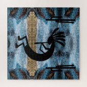 Kokopelli Südwestwüste Mosaik Blue 20" x 20" Puzzle (Horizontal)