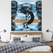 Kokopelli Südwestwüste Mosaik Blue 40 x 40 Leinwanddruck (Insitu (Schlafzimmer))