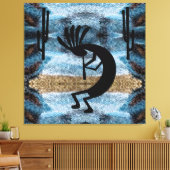 Kokopelli Südwestwüste Mosaik Blue 40 x 40 Leinwanddruck (Insitu (Wohnzimmer))