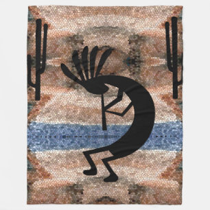 Kokopelli Südwestwüste Mosaik Groß Fleecedecke