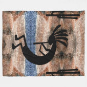 Kokopelli Südwestwüste Mosaik Groß Fleecedecke (Vorderseite (Horizontal))