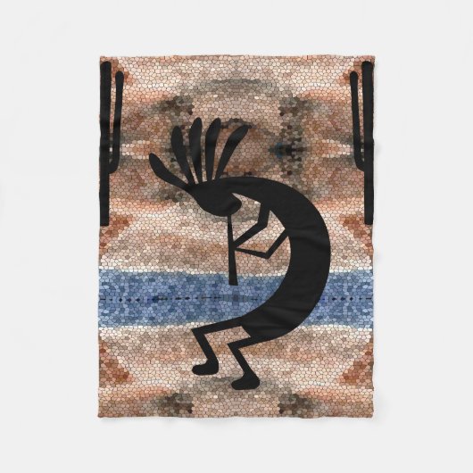 Kokopelli Südwestwüste Mosaik Klein Fleecedecke (Vorderseite)
