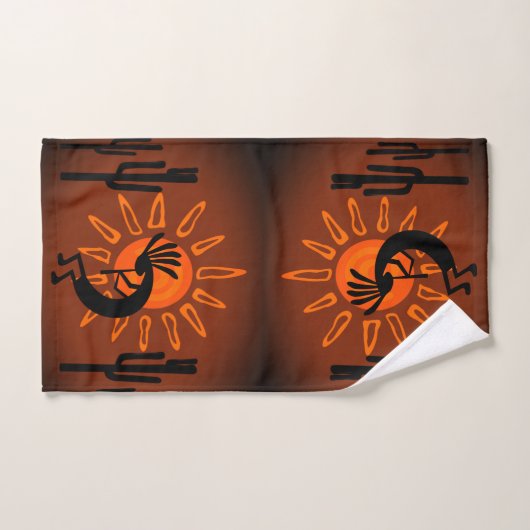 Kokopelli Sun Bronzed Sunset Badhandtuch Set (Handtuch)