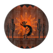 Kokopelli Sun Bronzed Sunset Desert 12" Round Schneidebrett (Vorderseite)