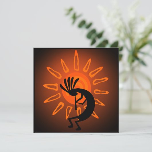 Kokopelli Sun Bronzed Sunset Flat Card (Stehend Vorderseite)