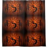 Kokopelli Sun Bronzed Sunset Pattern Duschvorhang (Vorderseite)