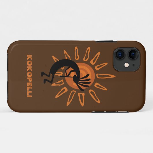 Kokopelli Sun Southwest Rustic Brown Case-Mate iPhone Hülle (Rückseite (Horizontal))