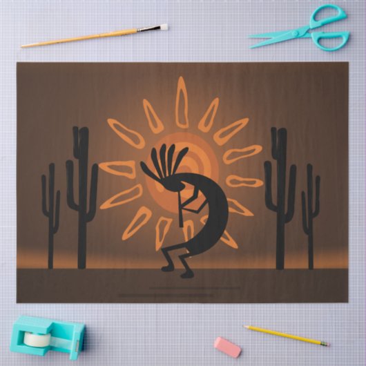 Kokopelli Sun Southwest Rustic Brown Decoupage Seidenpapier (Basteln)