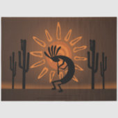 Kokopelli Sun Southwest Rustic Brown Decoupage Seidenpapier (Vorderseite)