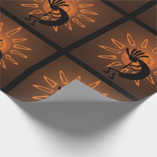 Kokopelli Sun Southwest Rustic Brown Geschenkpapier (Ecke)