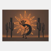Kokopelli Sun Southwest Rustic Brown Geschenkpapier Set (Vorderseite)